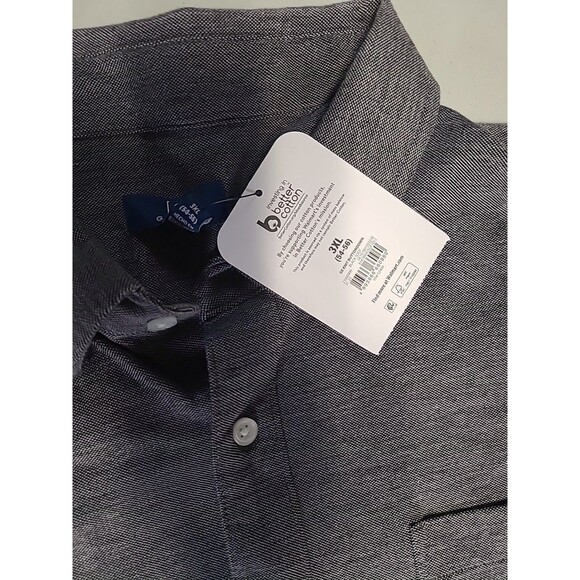 George Shirt Mens 3XL Grey Short Sleeve Button Down Chest Pocket Casual (AA7) - Picture 2 of 6